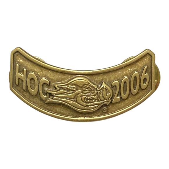 Harley Davidson Owners Group 2006 HOG Rocker Pin Bronze Tone 1.5 Inch - Picture 1 of 3